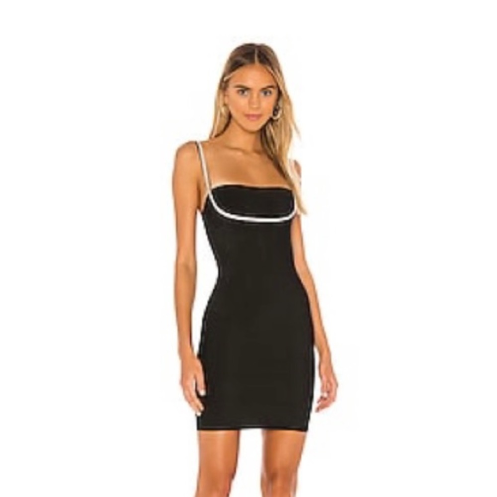 Black mini dress from revolve brand superdown.